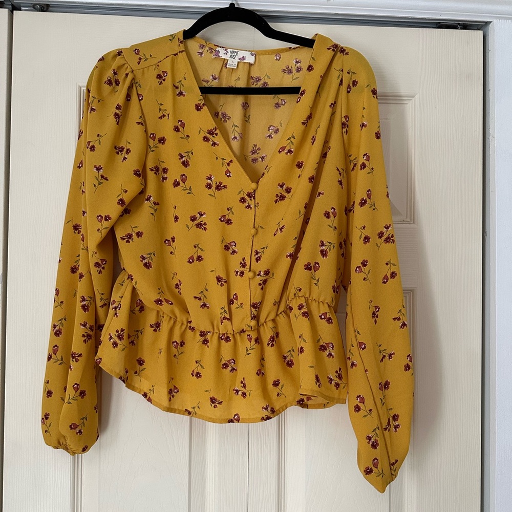 Yellow floral blouse